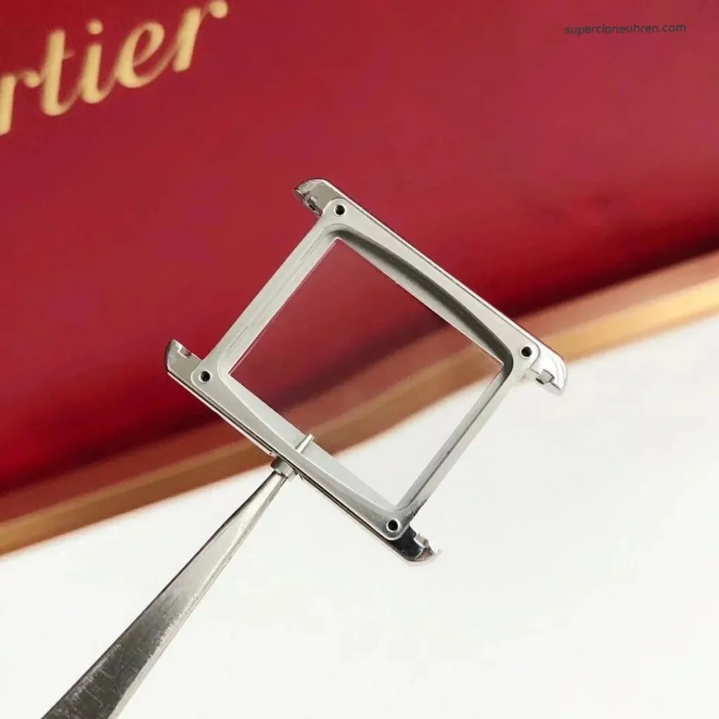 1:1 Super Clone Uhr Cartier Tank Must W4TA0017 Edelstahl mit Diamanten 33,7 × 25,5 mm