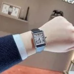 1:1 Super Clone Uhr Cartier Tank Must W4TA0017 Edelstahl mit Diamanten 33,7 × 25,5 mm