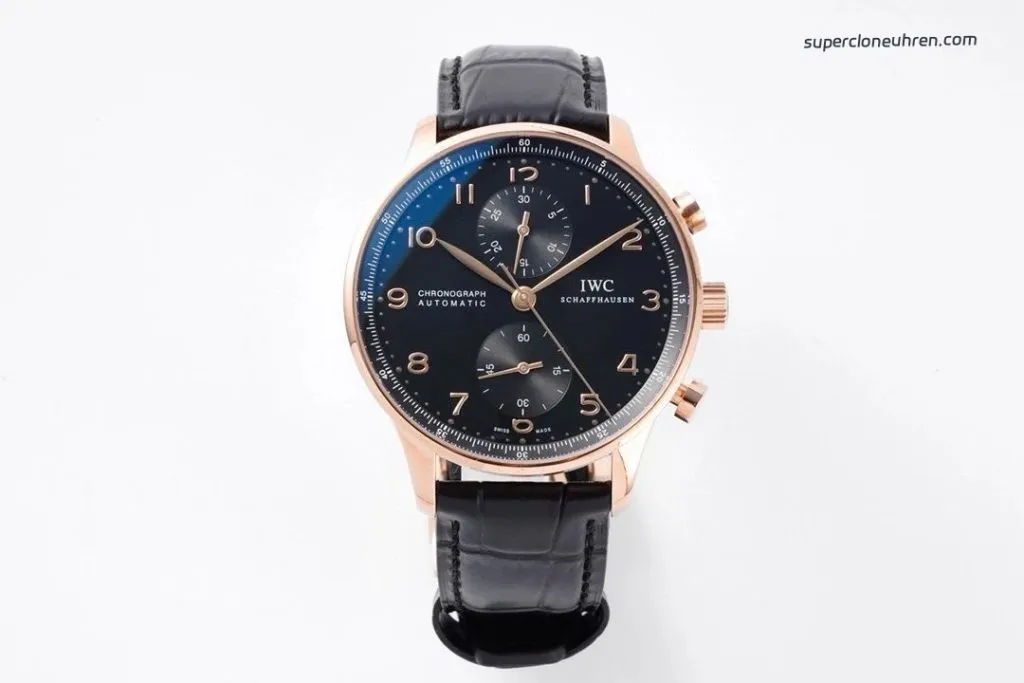 1:1 Super Clone Uhr IWC Portugieser IW371625 Roségold PVD-Gehäuse mit Chronograph