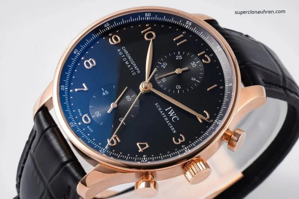 1:1 Super Clone Uhr IWC Portugieser IW371625 Roségold PVD-Gehäuse mit Chronograph