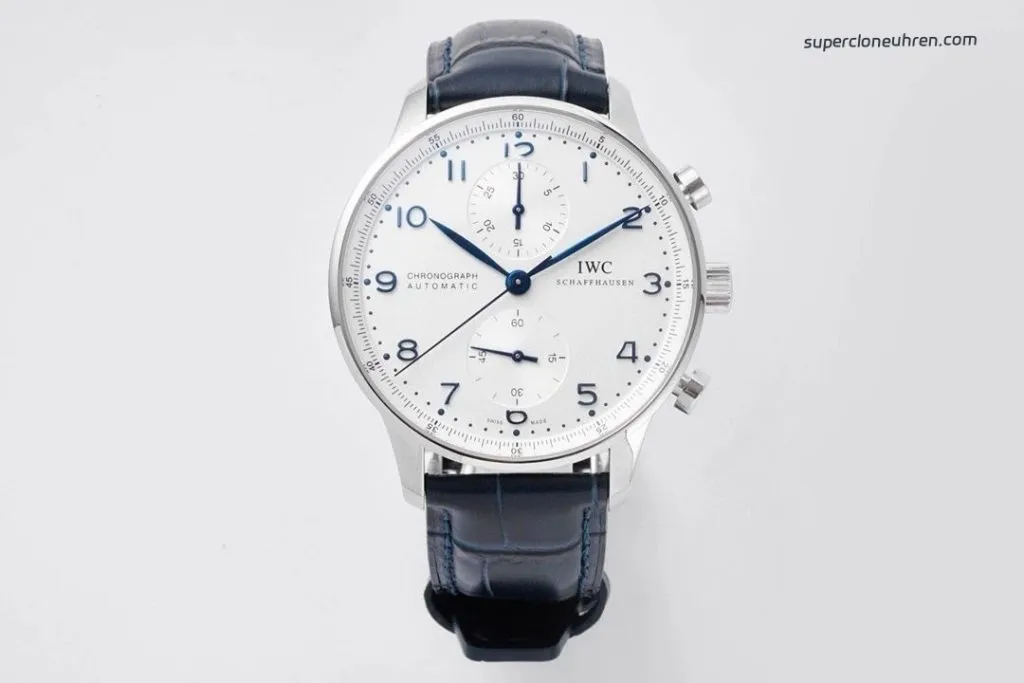 1:1 Super Clone Uhr IWC Portugieser IW371446 mit blauen Zeigern und Automatikwerk