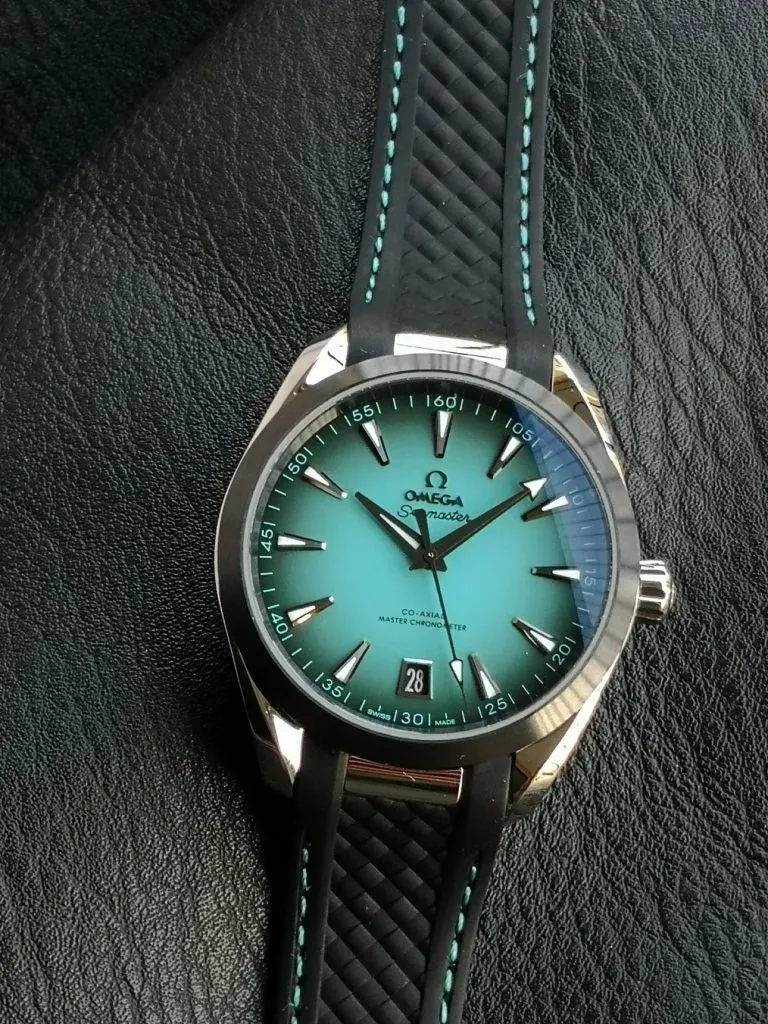 1:1 Super Clone Uhr Omega Seamaster Aqua Terra 220.32.41.21.03.001 Türkis Kautschukband 41mm