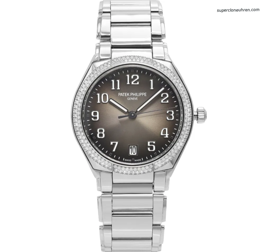 1:1 Super Clone Uhr Patek Philippe Twenty~4 7300/1200A-010 Grau Diamant-Lünette Damenuhr 36mm