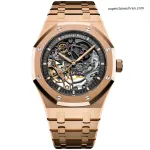 1:1 Super Clone Uhr Audemars Piguet Royal Oak 15407OR Rotgold Skelett-Zifferblatt 41mm