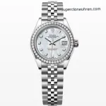 1:1 Super Clone Uhr Rolex Lady-Datejust 279384RBR Perlmutt-Zifferblatt mit Diamanten 28mm