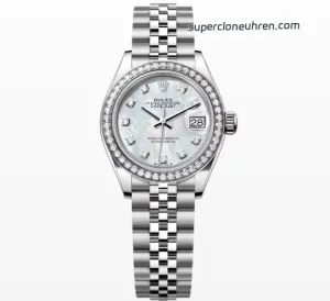 1:1 Super Clone Uhr Rolex Lady-Datejust 279384RBR Perlmutt-Zifferblatt mit Diamanten 28mm