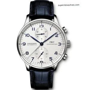 1:1 Super Clone Uhr IWC Portugieser IW371446 mit blauen Zeigern und Automatikwerk
