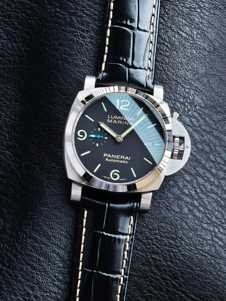 1:1 Super Clone Uhr Panerai Luminor Marina PAM01312 Blaue Sekunde Edelstahl 44mm