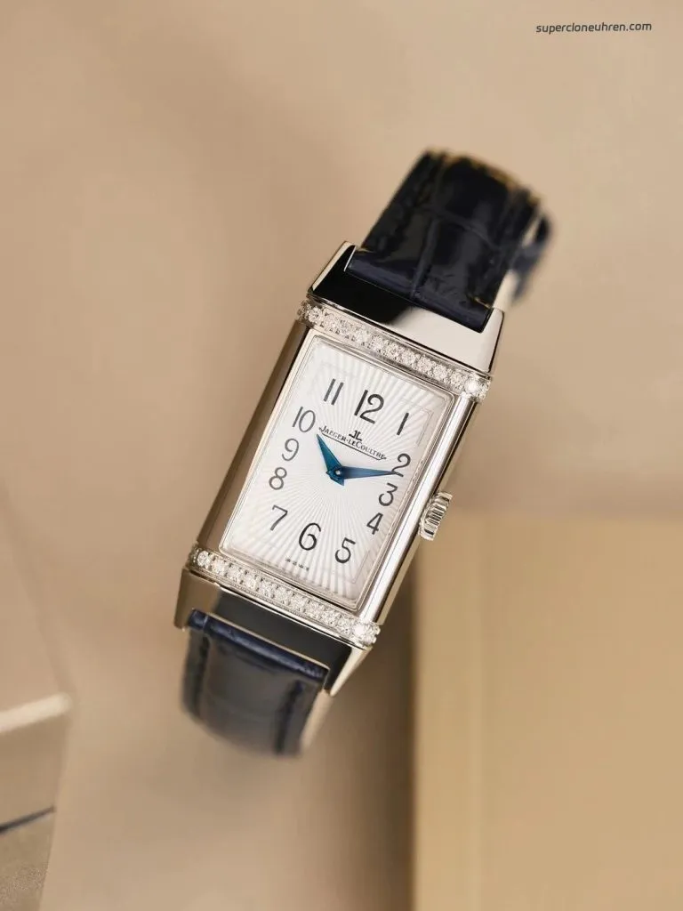 1:1 Super Clone Uhr Jaeger-LeCoultre Reverso Q3288422 mit echten Diamanten und Krokodillederarmband