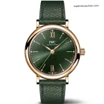 1:1 Super Clone Uhr IWC Portofino IW357415 Roségold Grünes Zifferblatt 34mm(Schweizer Uhrwerk)