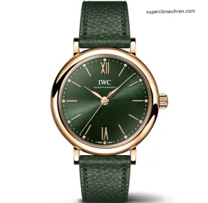 1:1 Super Clone Uhr IWC Portofino IW357415 Roségold Grünes Zifferblatt 34mm（Schweizer Uhrwerk）