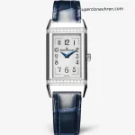 1:1 Super Clone Uhr Jaeger-LeCoultre Reverso Q3288422 mit echten Diamanten und Krokodillederarmband