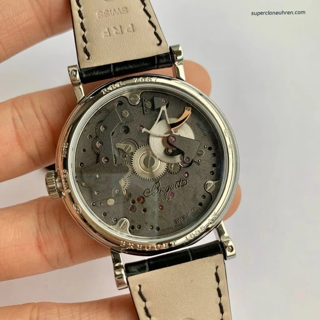 1:1 Super Clone Uhr Breguet Tradition 7057BB/G9/9W6 Skelettzifferblatt Grau 40mm