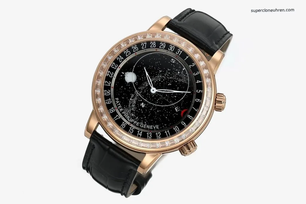 1:1 Super Clone Uhr Patek Philippe Celestial 6104R-001 Roségold mit Diamanten 44mm