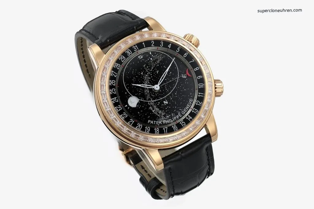 1:1 Super Clone Uhr Patek Philippe Celestial 6104R-001 Roségold mit Diamanten 44mm