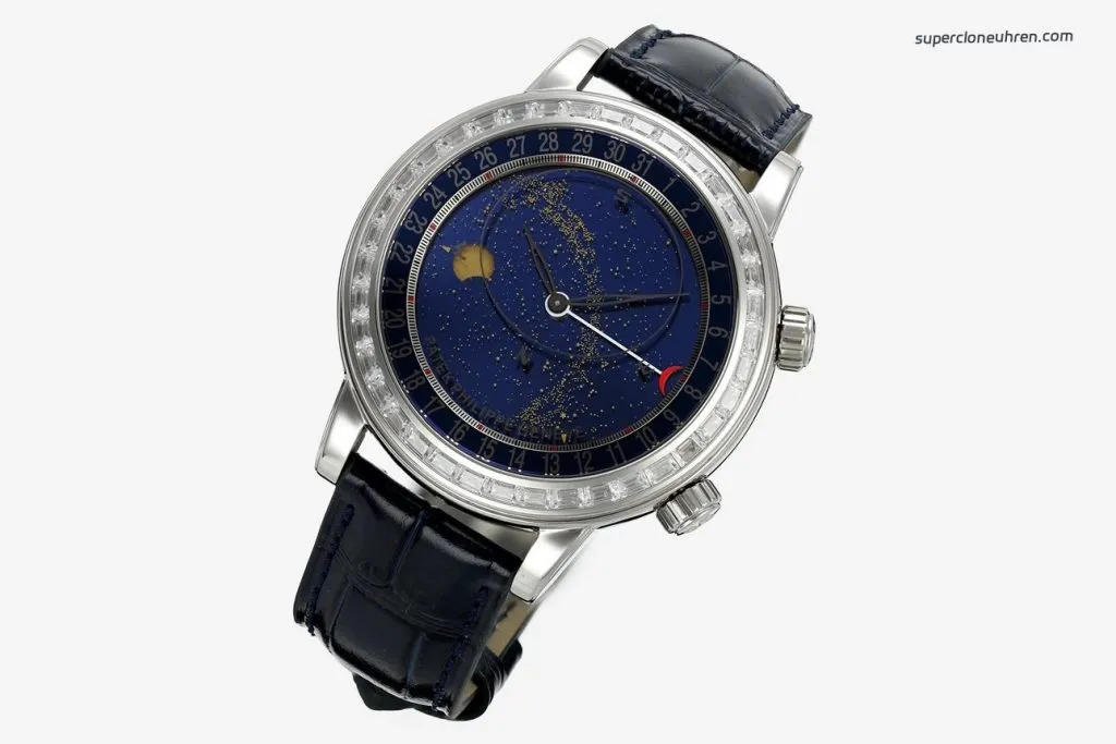 1:1 Super Clone Uhr Patek Philippe Grand Complications 6104G-001 Weißgold mit Diamanten 44mm