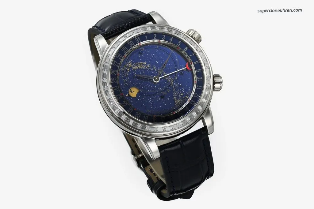 1:1 Super Clone Uhr Patek Philippe Grand Complications 6104G-001 Weißgold mit Diamanten 44mm