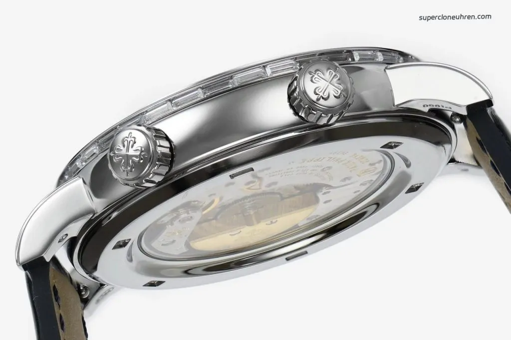 1:1 Super Clone Uhr Patek Philippe Grand Complications 6104G-001 Weißgold mit Diamanten 44mm