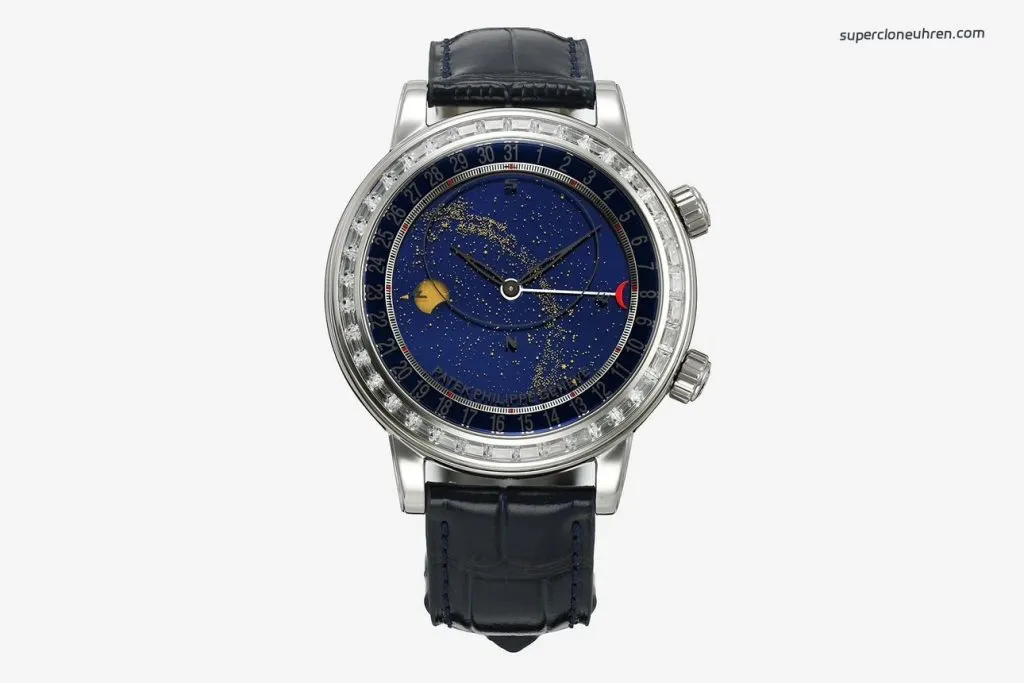1:1 Super Clone Uhr Patek Philippe Grand Complications 6104G-001 Weißgold mit Diamanten 44mm