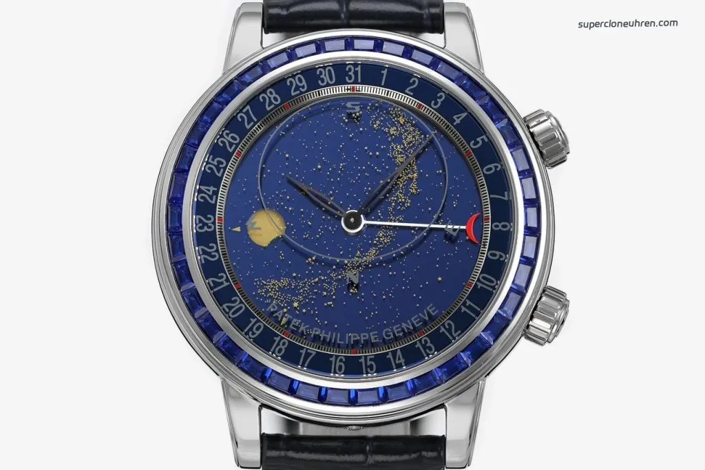 1:1 Super Clone Uhr Patek Philippe Grand Complications 6104/11P-010 Weißgold mit Mondphase 44mm