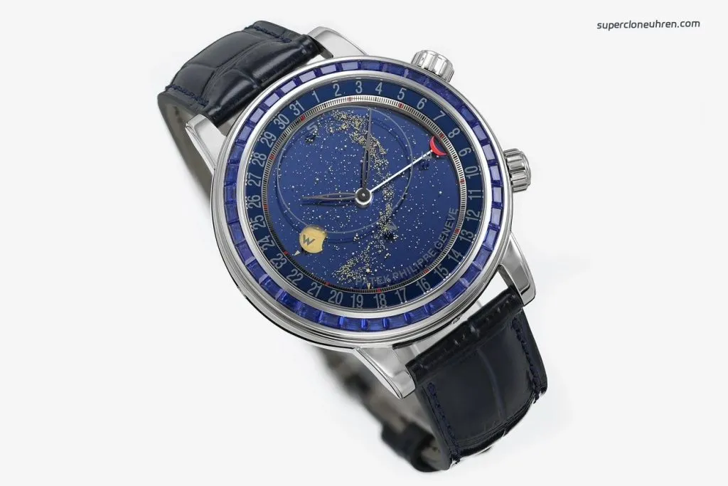 1:1 Super Clone Uhr Patek Philippe Grand Complications 6104/11P-010 Weißgold mit Mondphase 44mm