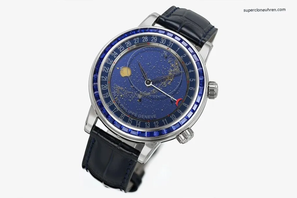 1:1 Super Clone Uhr Patek Philippe Grand Complications 6104/11P-010 Weißgold mit Mondphase 44mm