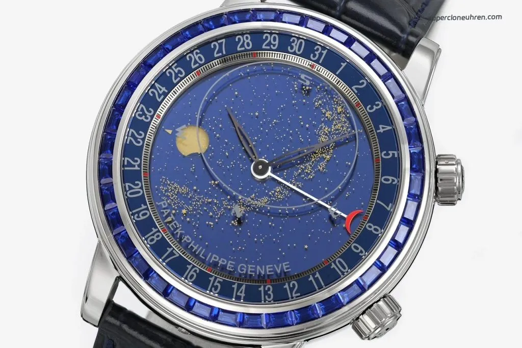 1:1 Super Clone Uhr Patek Philippe Grand Complications 6104/11P-010 Weißgold mit Mondphase 44mm