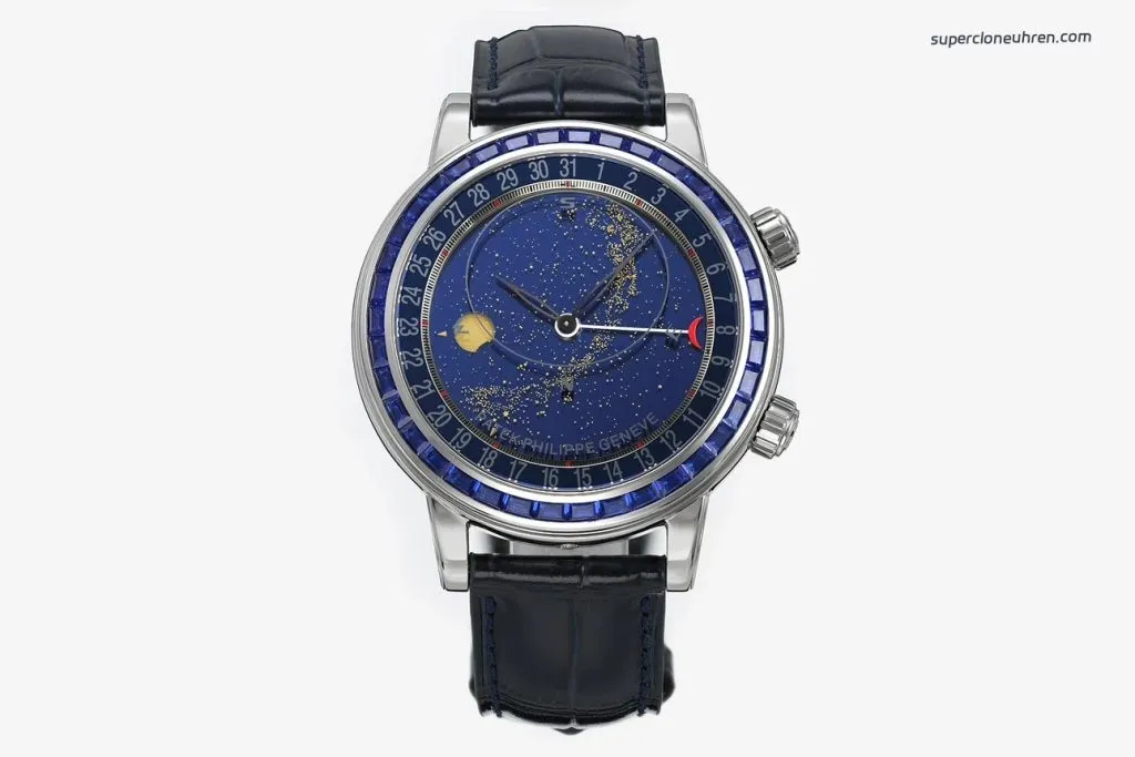 1:1 Super Clone Uhr Patek Philippe Grand Complications 6104/11P-010 Weißgold mit Mondphase 44mm