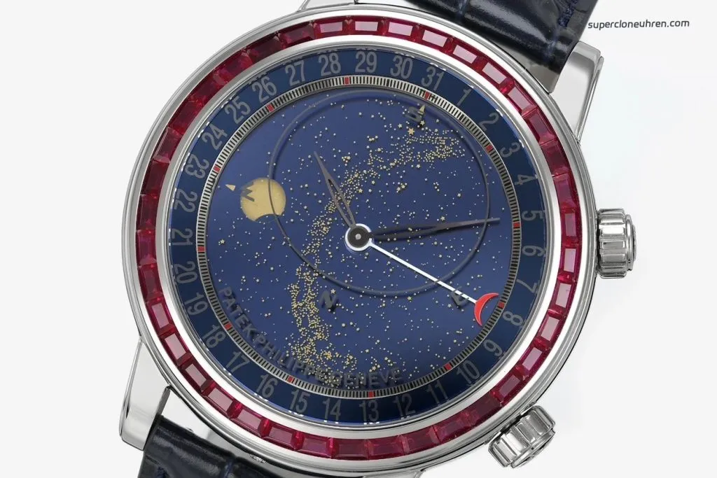 1:1 Super Clone Uhr Patek Philippe Celestial 6104/12P-010 Weißgold mit Sternenzeit-Zifferblatt 44mm