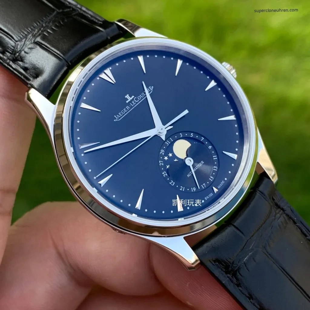 1:1 Super Clone Uhr Jaeger-LeCoultre Master Ultra Thin Mondphase 1368470 Schwarz 39mm