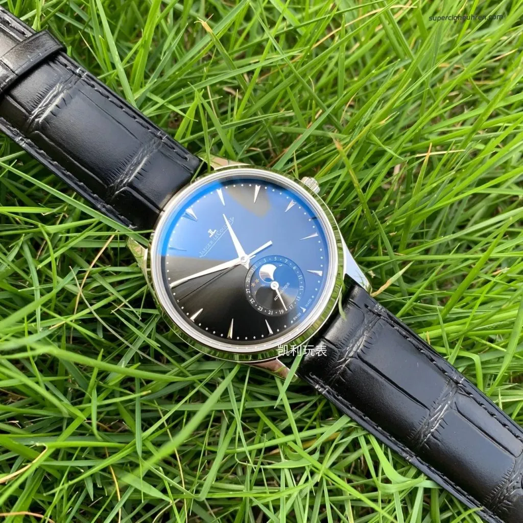 1:1 Super Clone Uhr Jaeger-LeCoultre Master Ultra Thin Mondphase 1368470 Schwarz 39mm