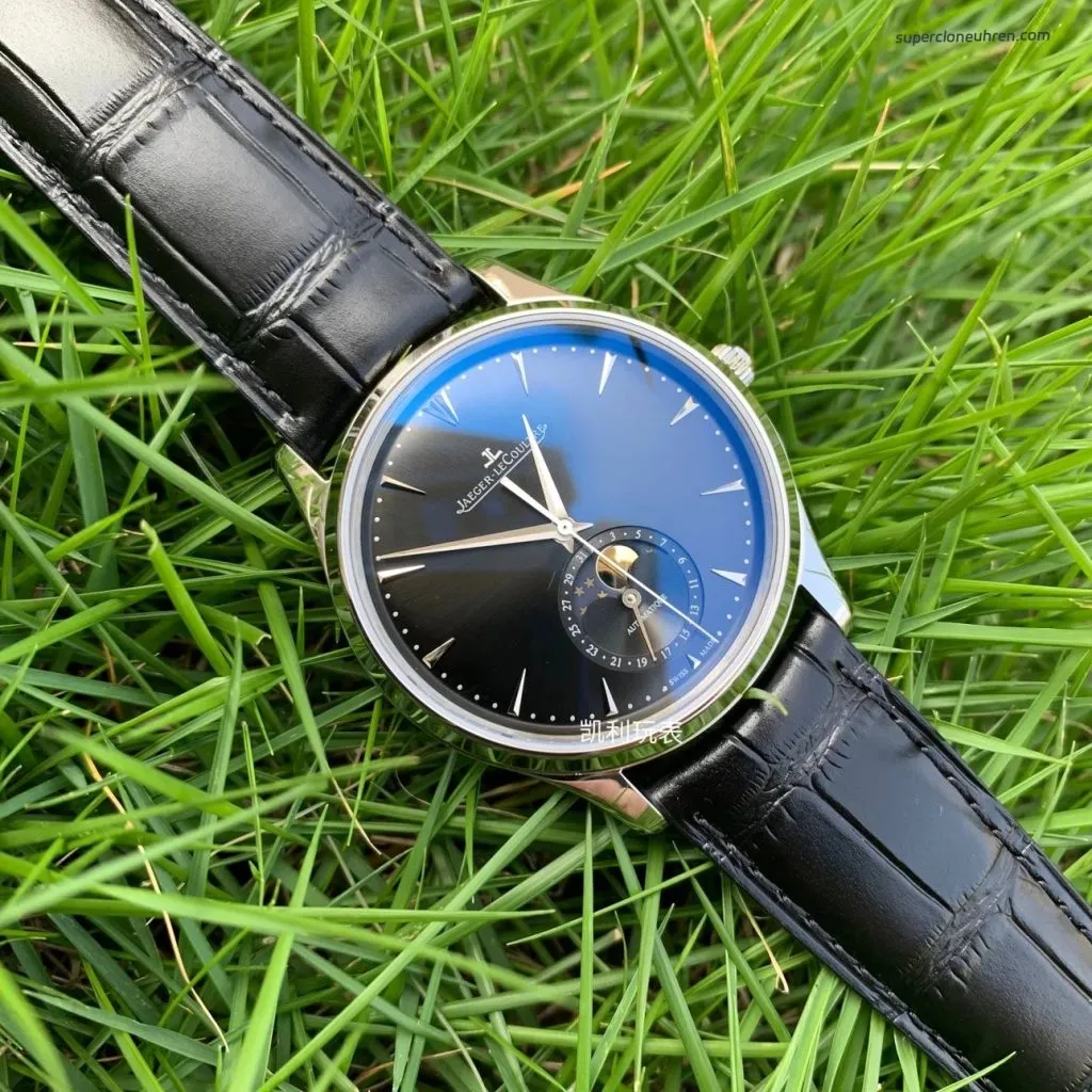 1:1 Super Clone Uhr Jaeger-LeCoultre Master Ultra Thin Mondphase 1368470 Schwarz 39mm