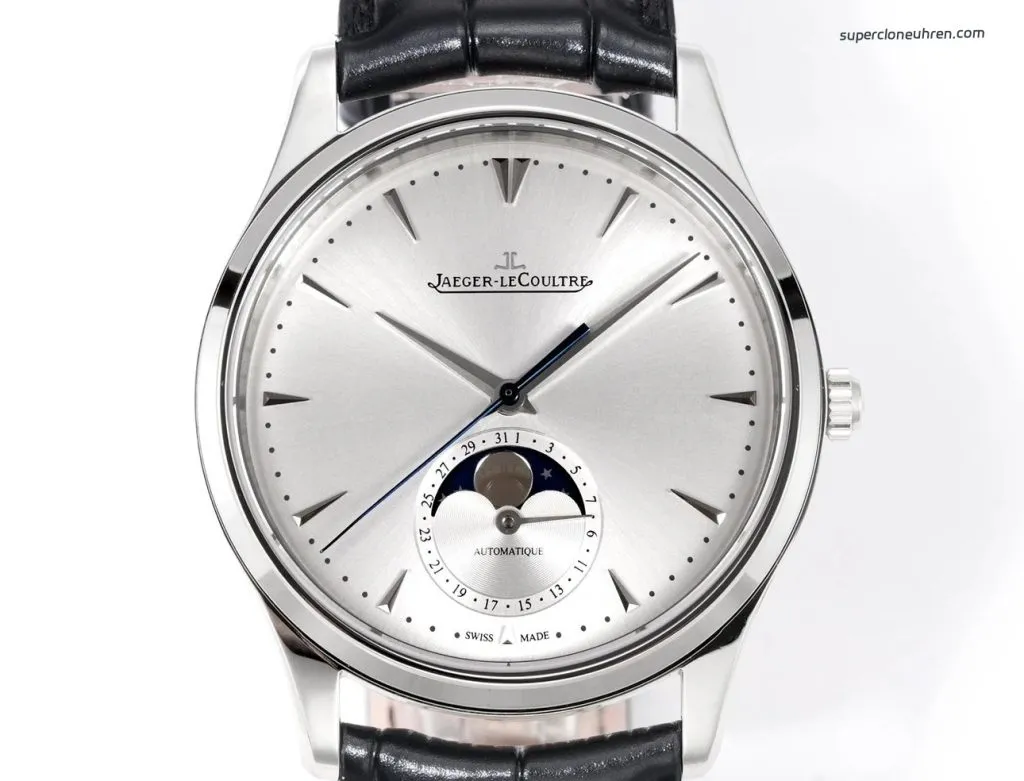 1:1 Super Clone Uhr Jaeger-LeCoultre Master Ultra Thin Moon 1368420 Edelstahl Silberzifferblatt 39 × 9,9 mm