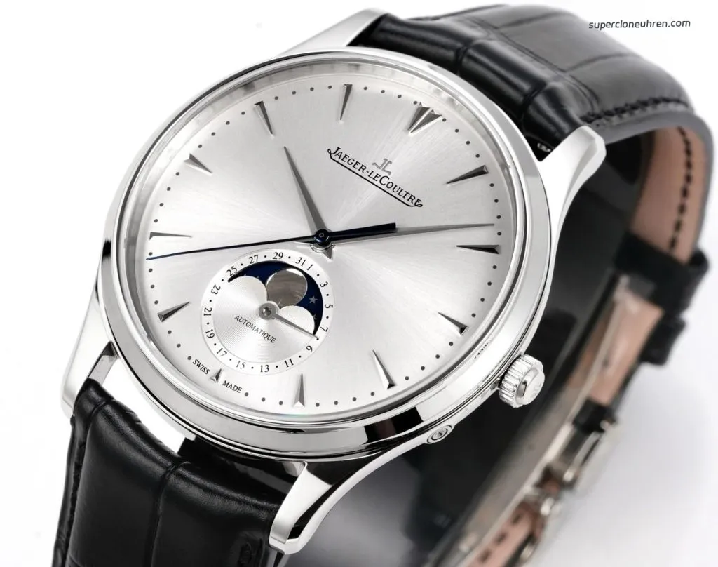 1:1 Super Clone Uhr Jaeger-LeCoultre Master Ultra Thin Moon 1368420 Edelstahl Silberzifferblatt 39 × 9,9 mm