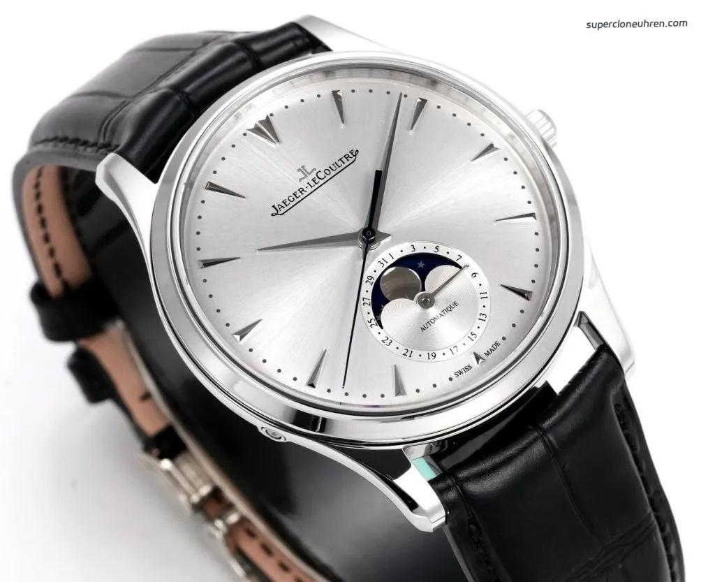 1:1 Super Clone Uhr Jaeger-LeCoultre Master Ultra Thin Moon 1368420 Edelstahl Silberzifferblatt 39 × 9,9 mm