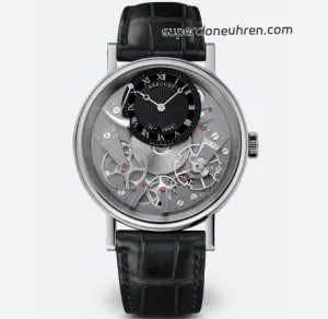 1:1 Super Clone Uhr Breguet Tradition 7057BB/G9/9W6 Skelettzifferblatt Grau 40mm