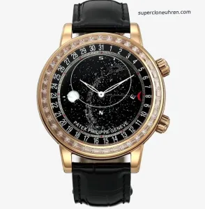 1:1 Super Clone Uhr Patek Philippe Celestial 6104R-001 Roségold mit Diamanten 44mm