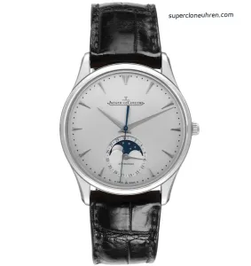 1:1 Super Clone Uhr Jaeger-LeCoultre Master Ultra Thin Moon 1368420 Edelstahl Silberzifferblatt 39 × 9,9 mm