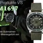 1:1 Super Clone Uhr Panerai Submersible Marina Militare PAM01697 Militärgrünes Canvas-Armband 44mm