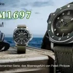1:1 Super Clone Uhr Panerai Submersible Marina Militare PAM01697 Militärgrünes Canvas-Armband 44mm