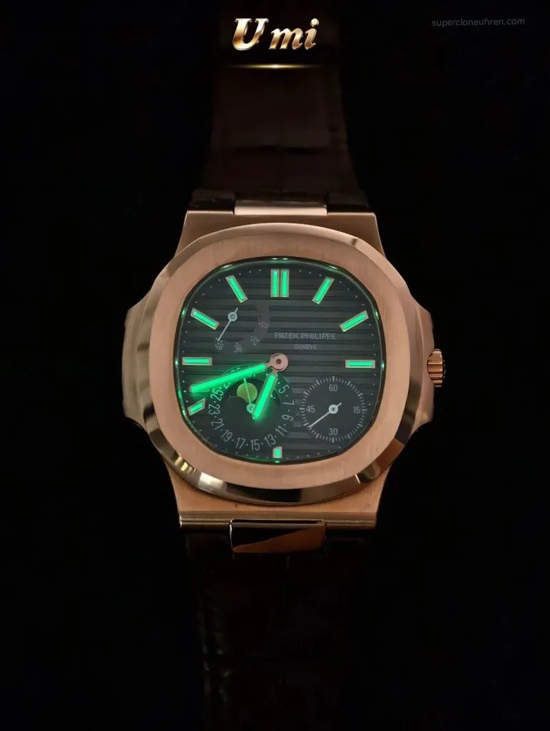 1:1 Super Clone Uhr Patek Philippe Nautilus 5712R-001 Roségold Mondphase 40mm