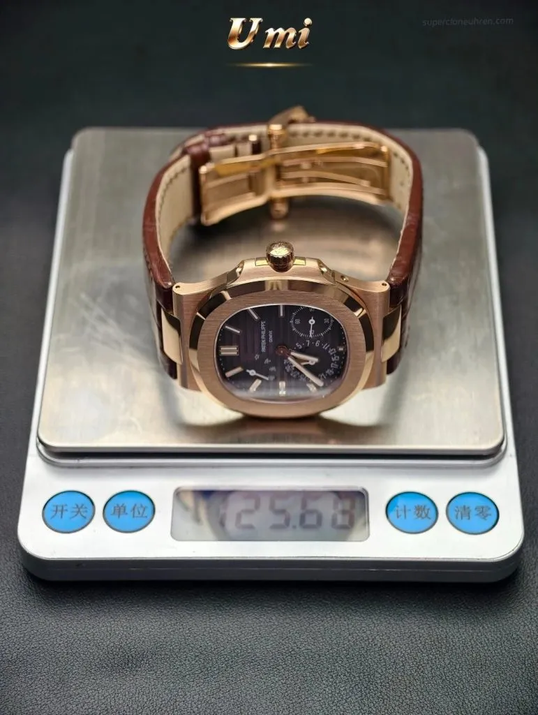 1:1 Super Clone Uhr Patek Philippe Nautilus 5712R-001 Roségold Mondphase 40mm