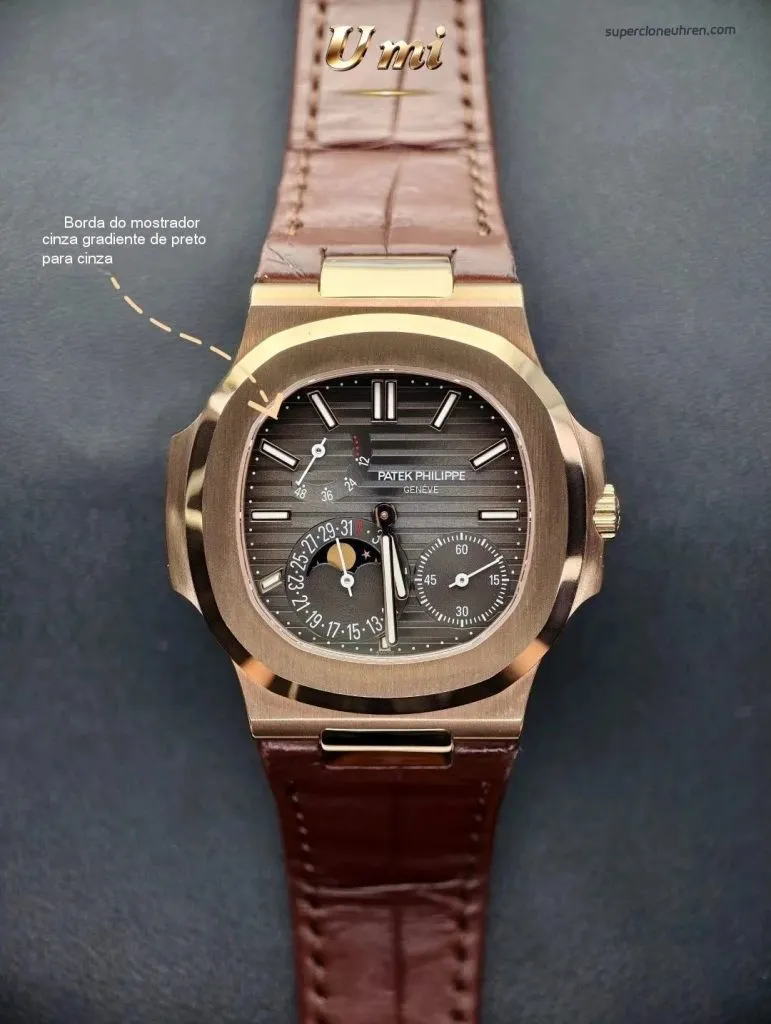 1:1 Super Clone Uhr Patek Philippe Nautilus 5712R-001 Roségold Mondphase 40mm
