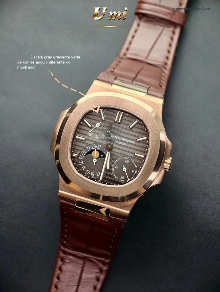 1:1 Super Clone Uhr Patek Philippe Nautilus 5712R-001 Roségold Mondphase 40mm