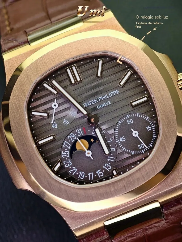 1:1 Super Clone Uhr Patek Philippe Nautilus 5712R-001 Roségold Mondphase 40mm