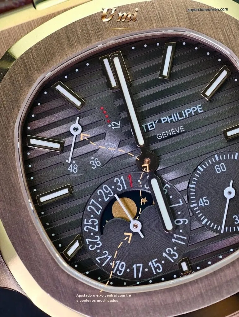 1:1 Super Clone Uhr Patek Philippe Nautilus 5712R-001 Roségold Mondphase 40mm