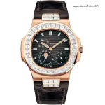 1:1 Super Clone Uhr Patek Philippe Nautilus 5724R-001 Roségold Moissanit 40mm