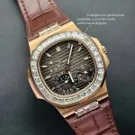 1:1 Super Clone Uhr Patek Philippe Nautilus 5724R-001 Roségold Moissanit 40mm