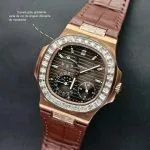 1:1 Super Clone Uhr Patek Philippe Nautilus 5724R-001 Roségold Moissanit 40mm