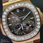 1:1 Super Clone Uhr Patek Philippe Nautilus 5724R-001 Roségold Moissanit 40mm
